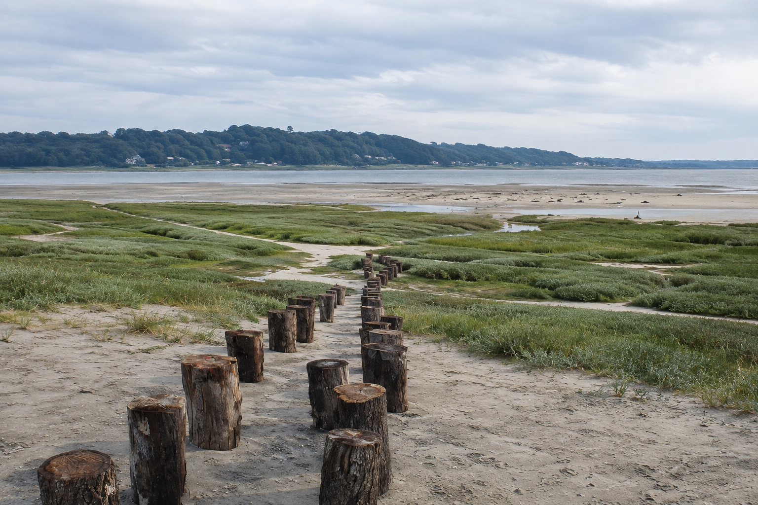 Chemin dans les marais de la Baie d'Authie près de Waben, Pas-de-Calais